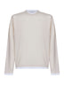 Talc and white cotton long-sleeved T-shirt