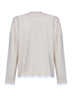 Talc and white cotton long-sleeved T-shirt