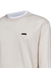 Talc and white cotton long-sleeved T-shirt