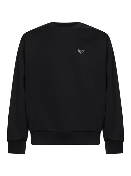 Black technical cotton crewneck sweatshirt