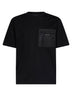 T-shirt girocollo in jersey e Re-Nylon nero