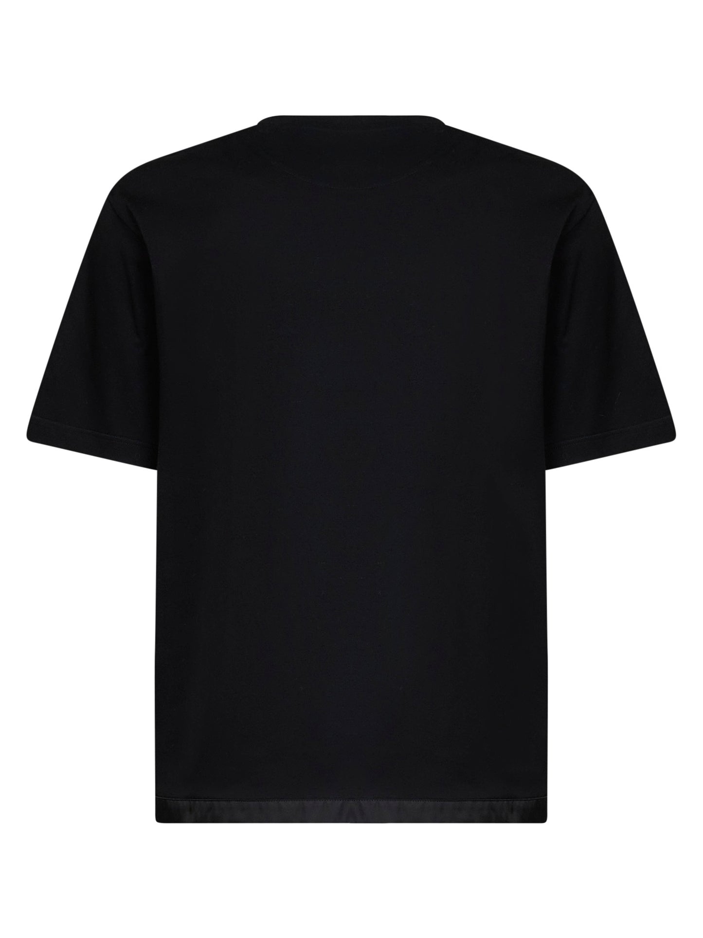 T-shirt girocollo in jersey e Re-Nylon nero