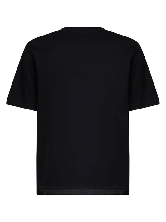 Black jersey and Re-Nylon crewneck T-shirt