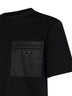T-shirt girocollo in jersey e Re-Nylon nero