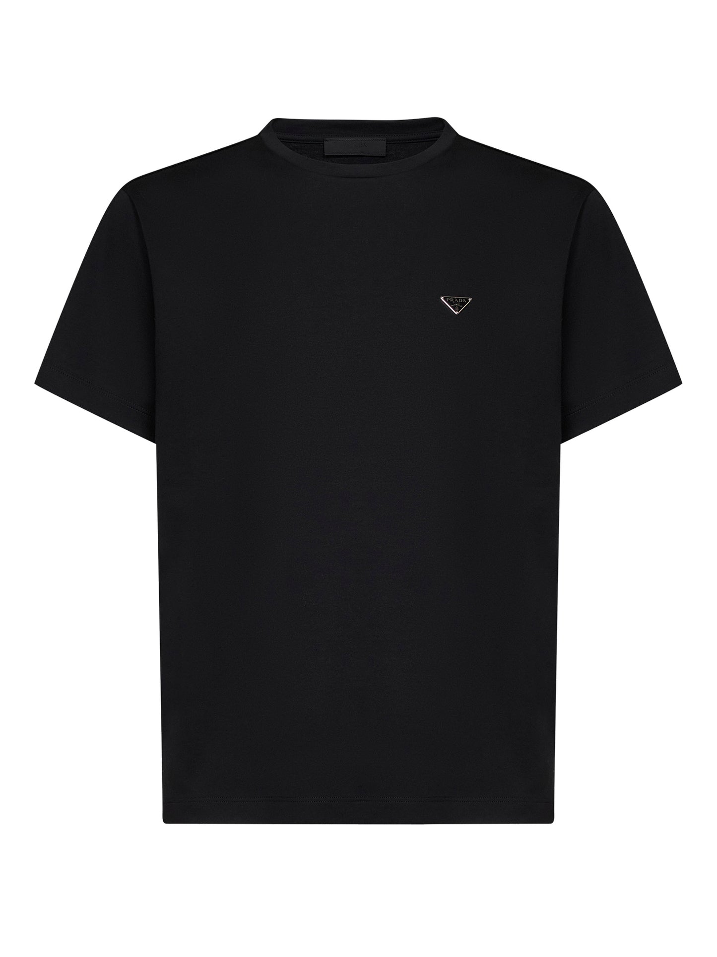 Black cotton T-shirt with triangle logo