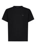 Black cotton T-shirt with triangle logo