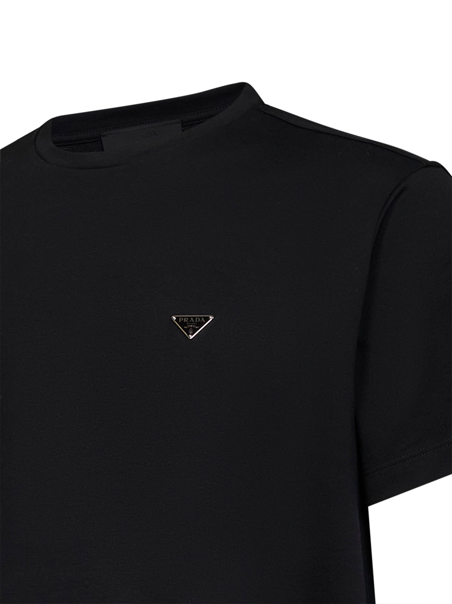 Black cotton T-shirt with triangle logo