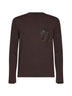 Dark brown wool knit sweater with nylon pocket