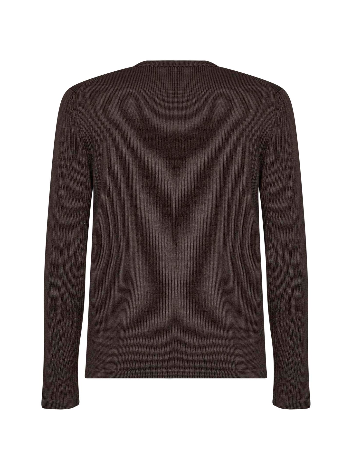 Dark brown wool knit sweater with nylon pocket