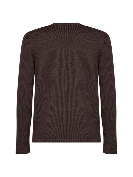 Dark brown wool knit sweater with nylon pocket