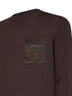 Dark brown wool knit sweater with nylon pocket