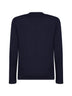 Blue wool knit sweater with nylon pocket