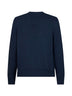 Maglia girocollo in cotone blu con ricamo