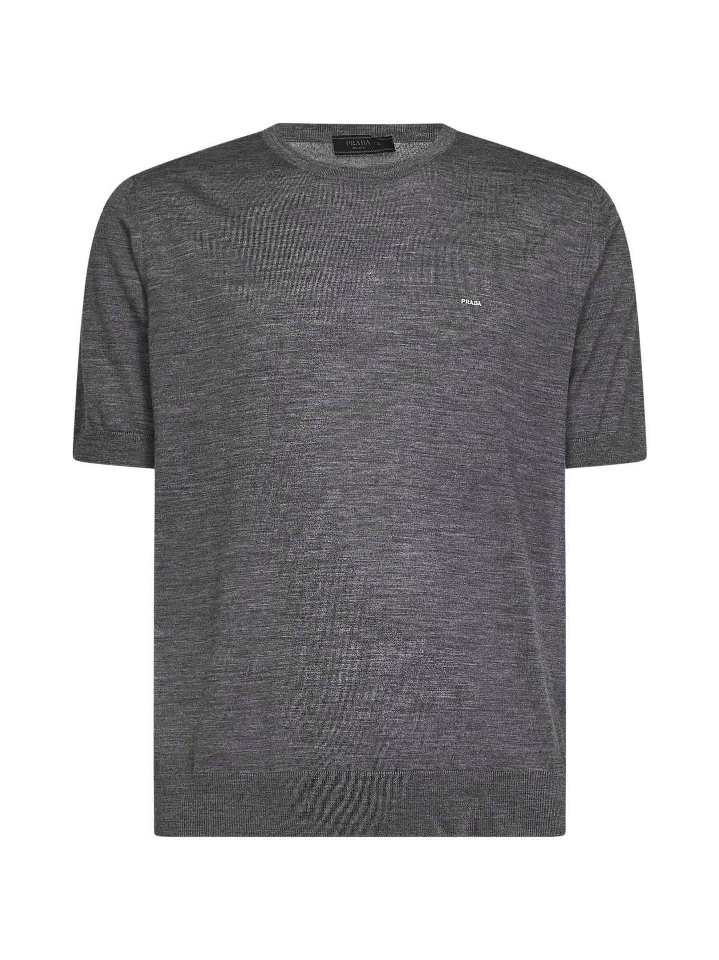 Slate grey lightweight virgin wool knit crewneck sweater
