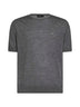 Slate grey lightweight virgin wool knit crewneck sweater