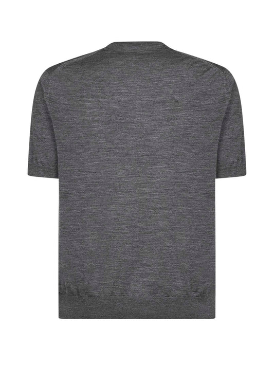 Slate grey lightweight virgin wool knit crewneck sweater