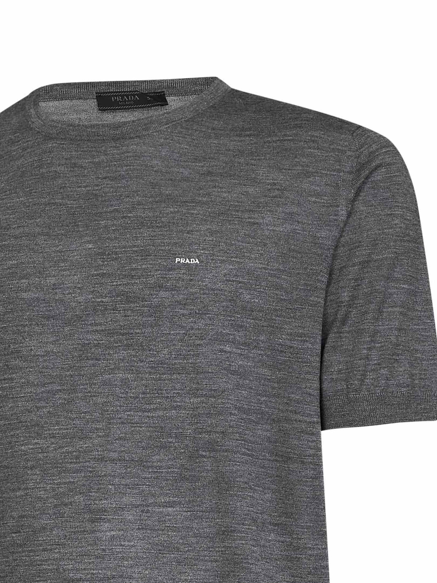 Slate grey lightweight virgin wool knit crewneck sweater