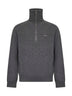 Slate wool and cashmere knit half-zip polo shirt