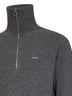 Slate wool and cashmere knit half-zip polo shirt
