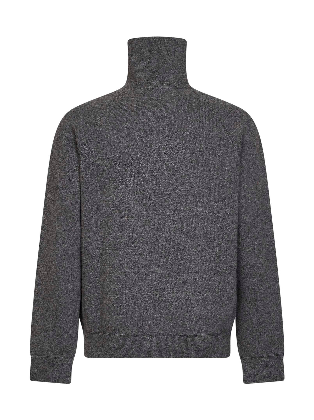 Slate wool and cashmere knit half-zip polo shirt