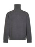 Slate wool and cashmere knit half-zip polo shirt