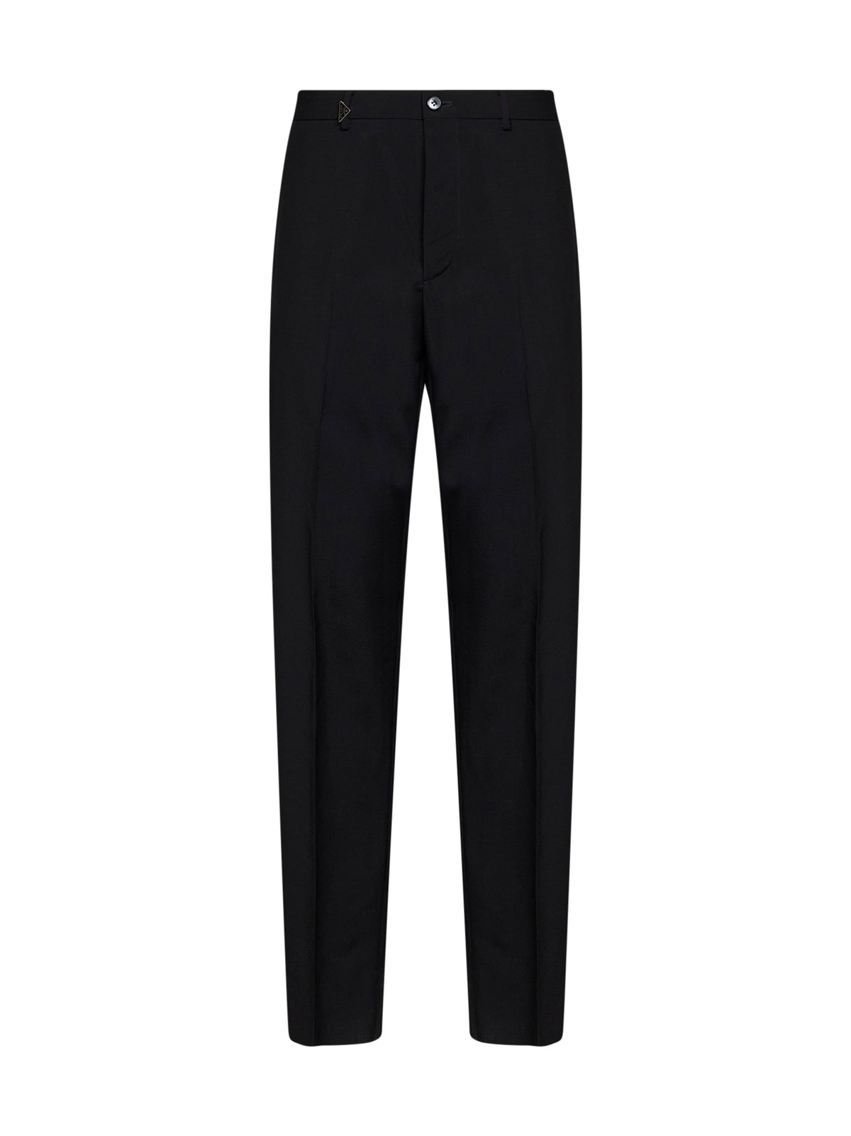 Black mohair-wool trousers with triangle logo