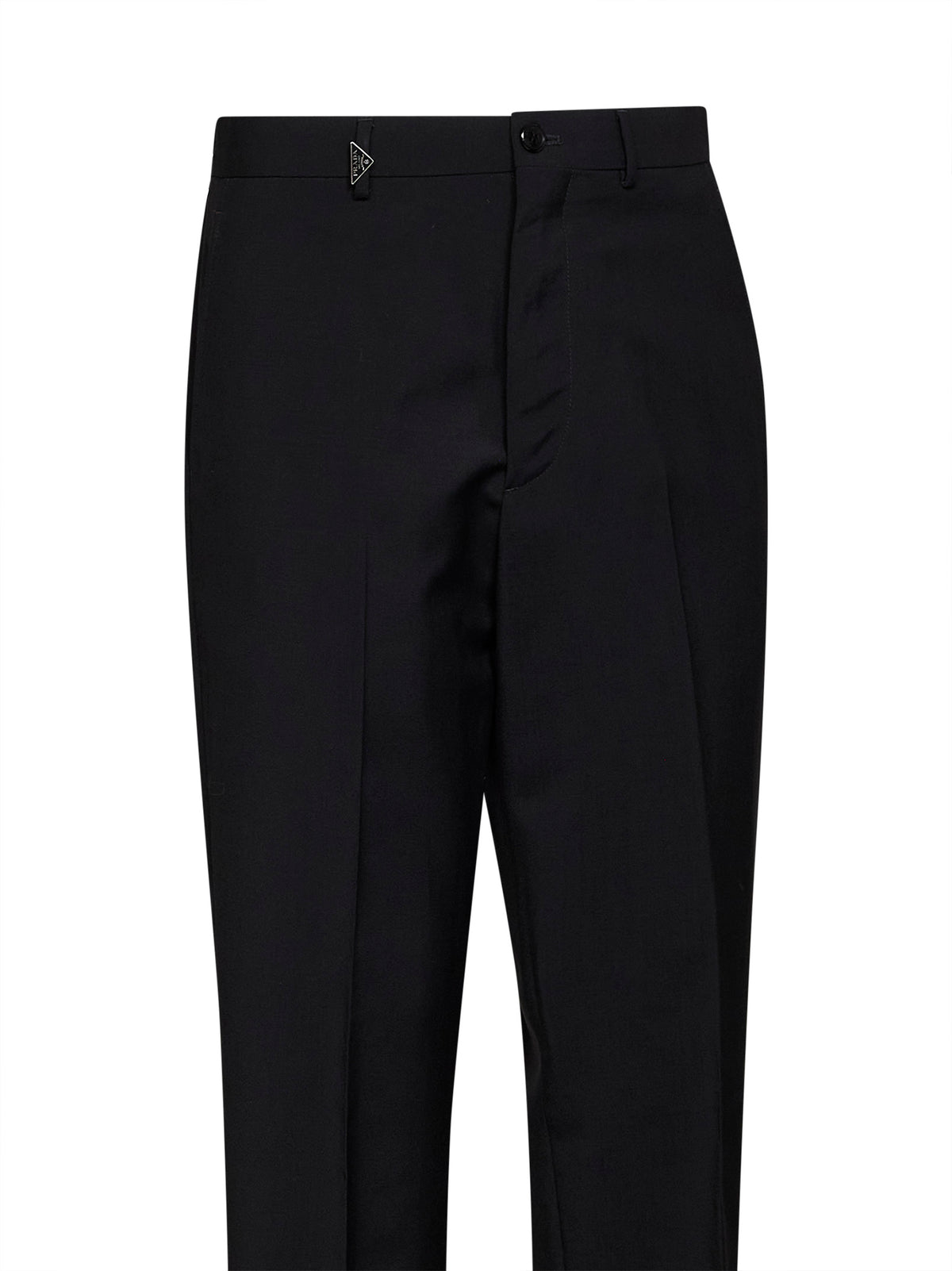 Black mohair-wool trousers with triangle logo