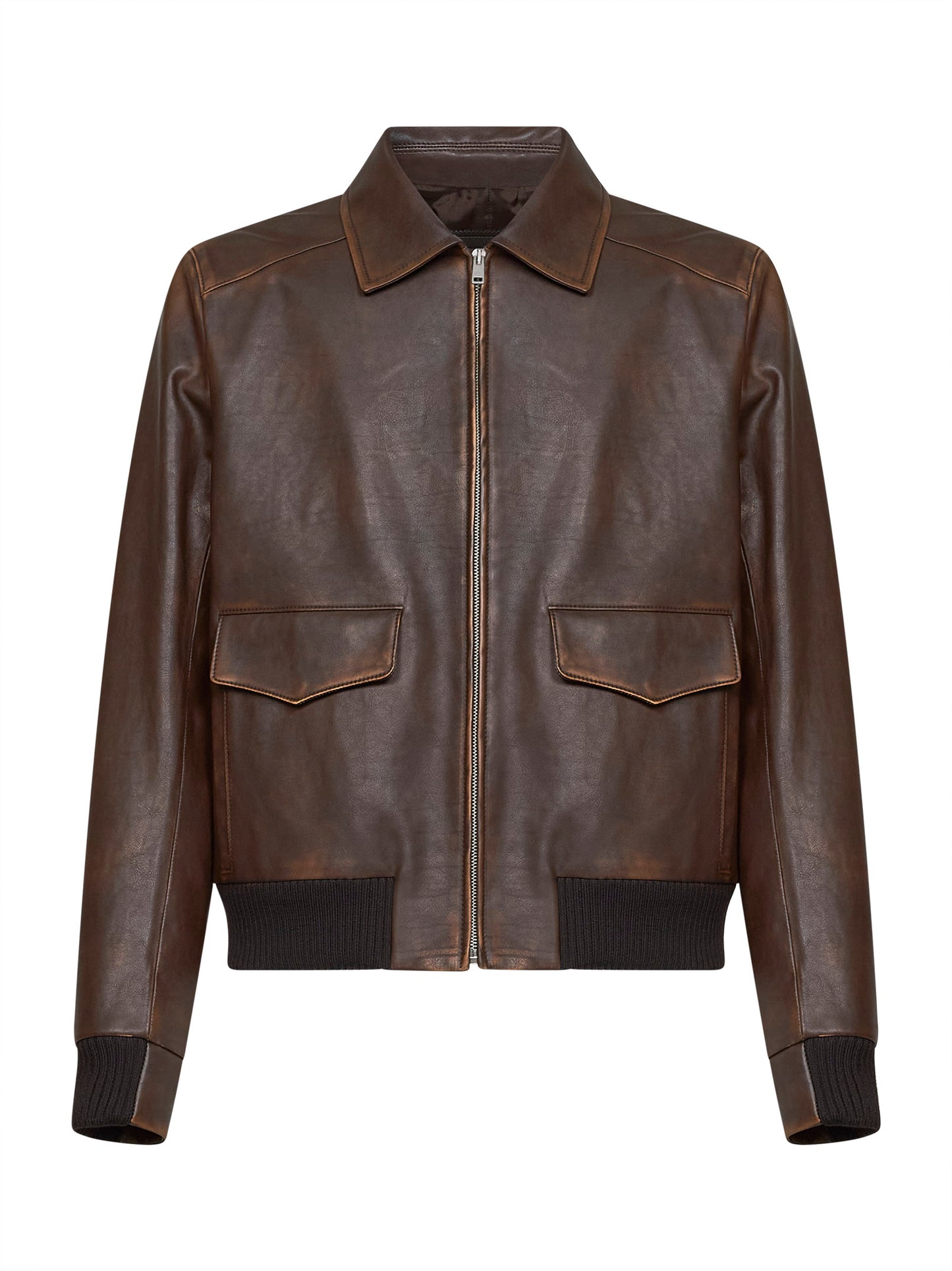 Burnt vintage leather blouson