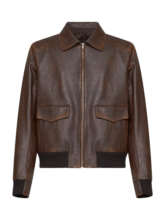 Burnt vintage leather blouson