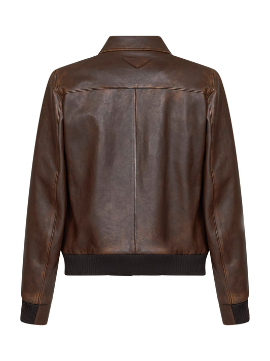 Burnt vintage leather blouson