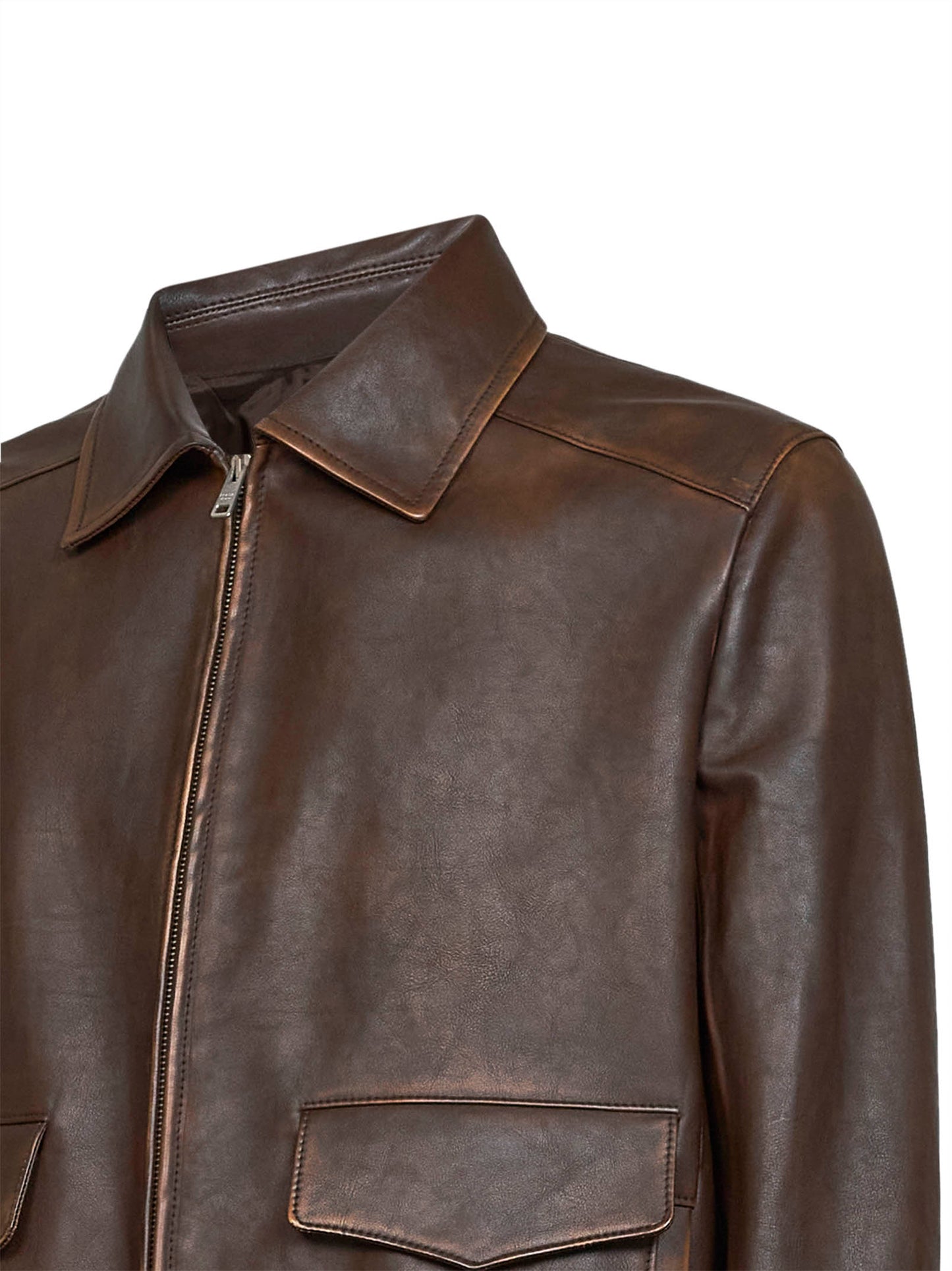Burnt vintage leather blouson