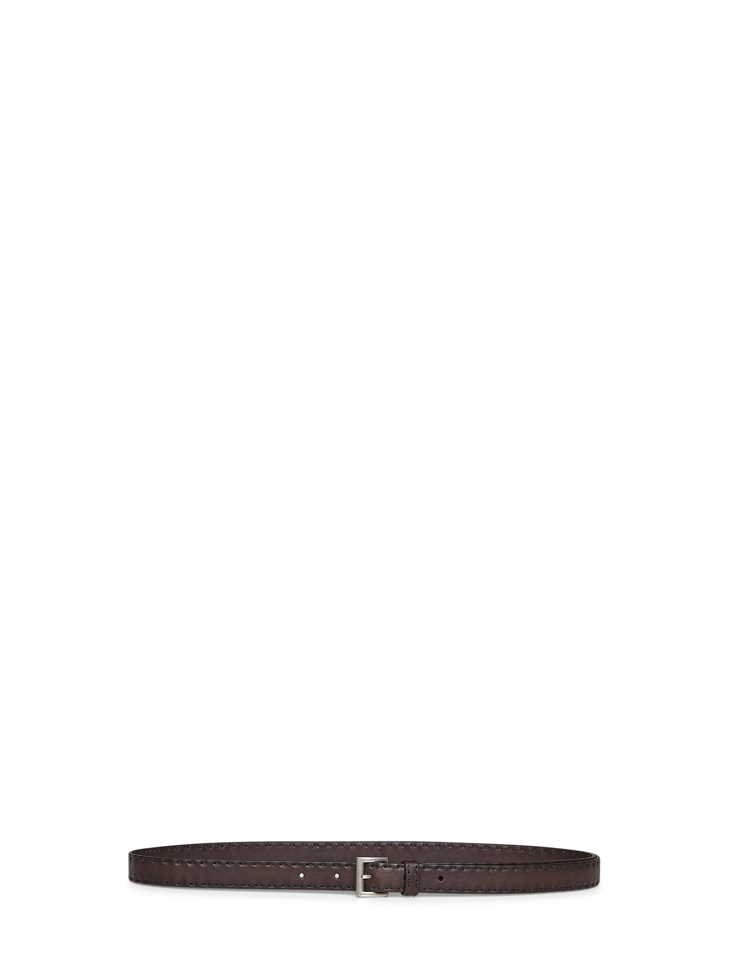 Coffee antiqued nappa leather belt