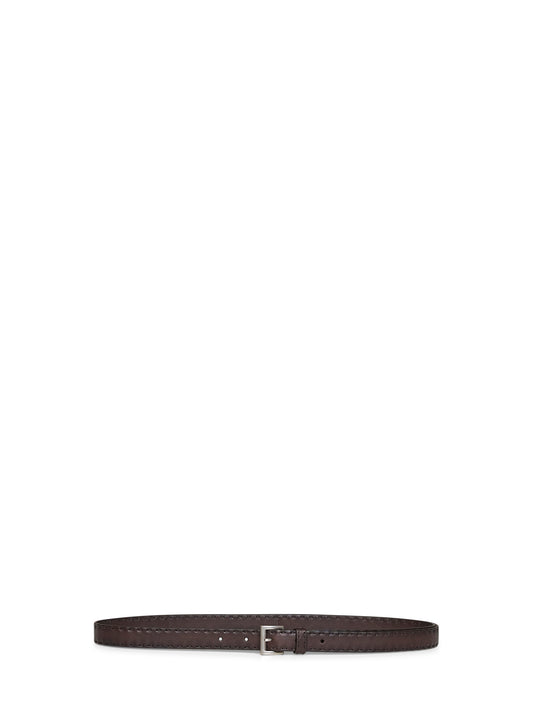 Coffee antiqued nappa leather belt
