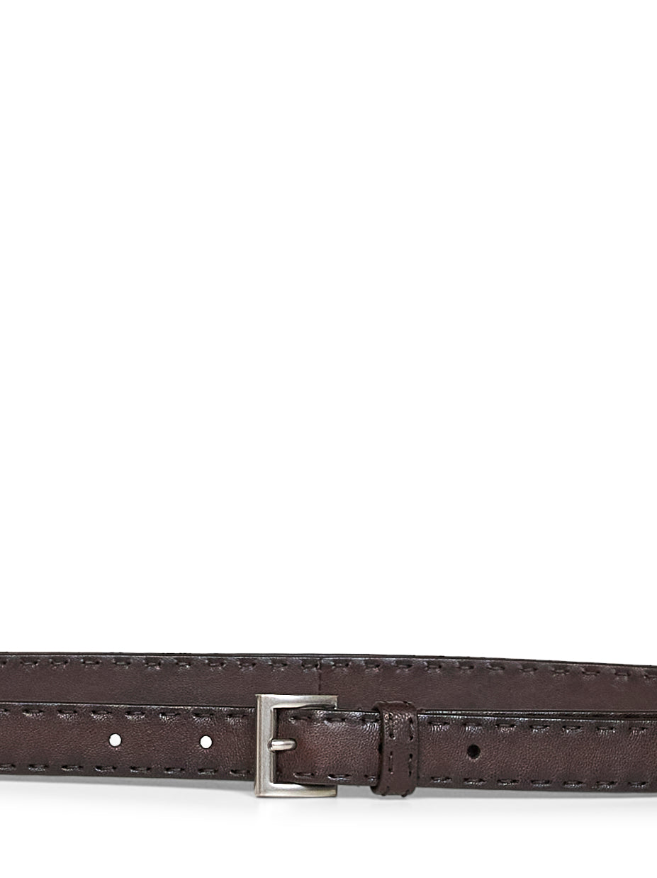 Coffee antiqued nappa leather belt