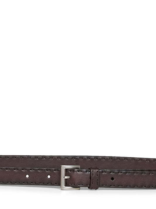 Coffee antiqued nappa leather belt