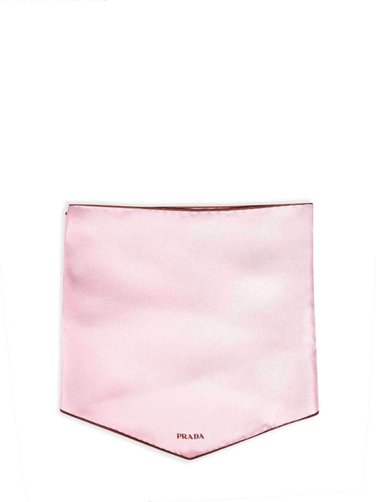 Foulard stampato in twill di seta rosa bruyere