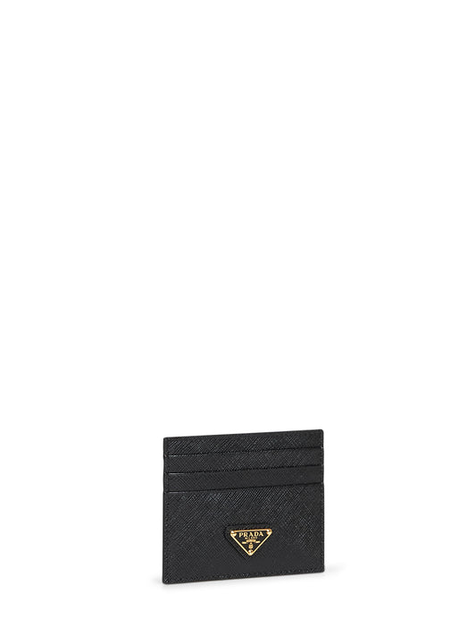 Portacarte in pelle Saffiano nera