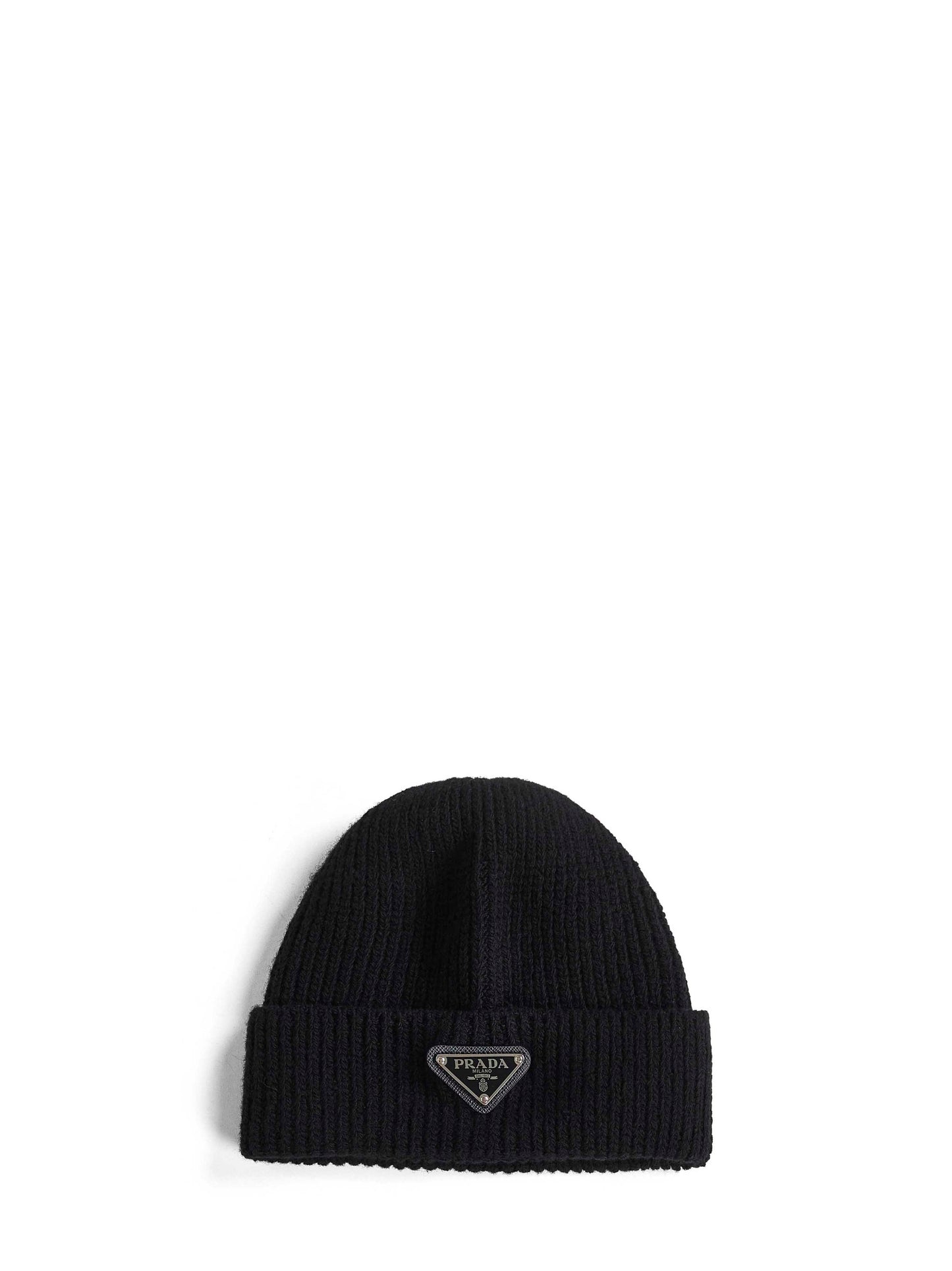 Black ribbed cashmere beanie