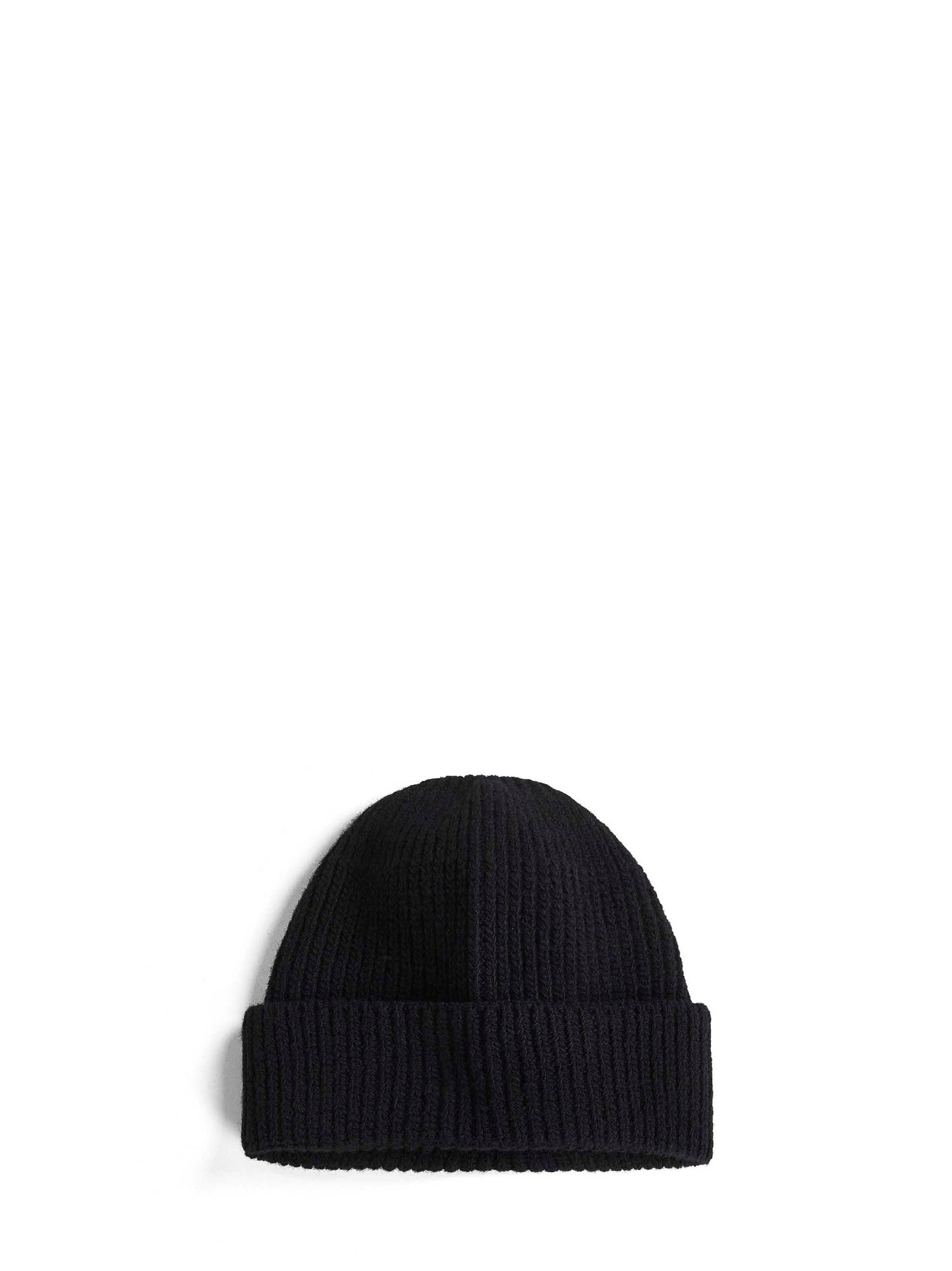 Black ribbed cashmere beanie