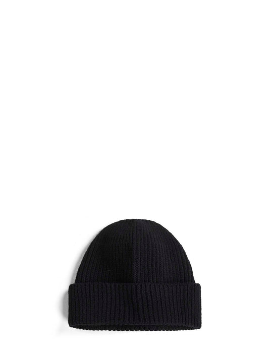 Black ribbed cashmere beanie