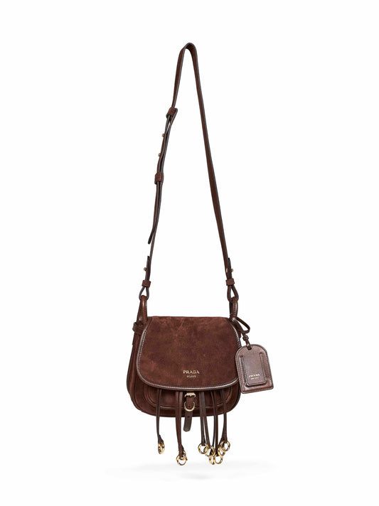 Borsa a spalla Prada Corsaire mini moro