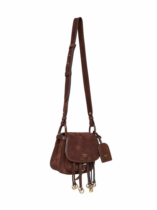 Borsa a spalla Prada Corsaire mini moro