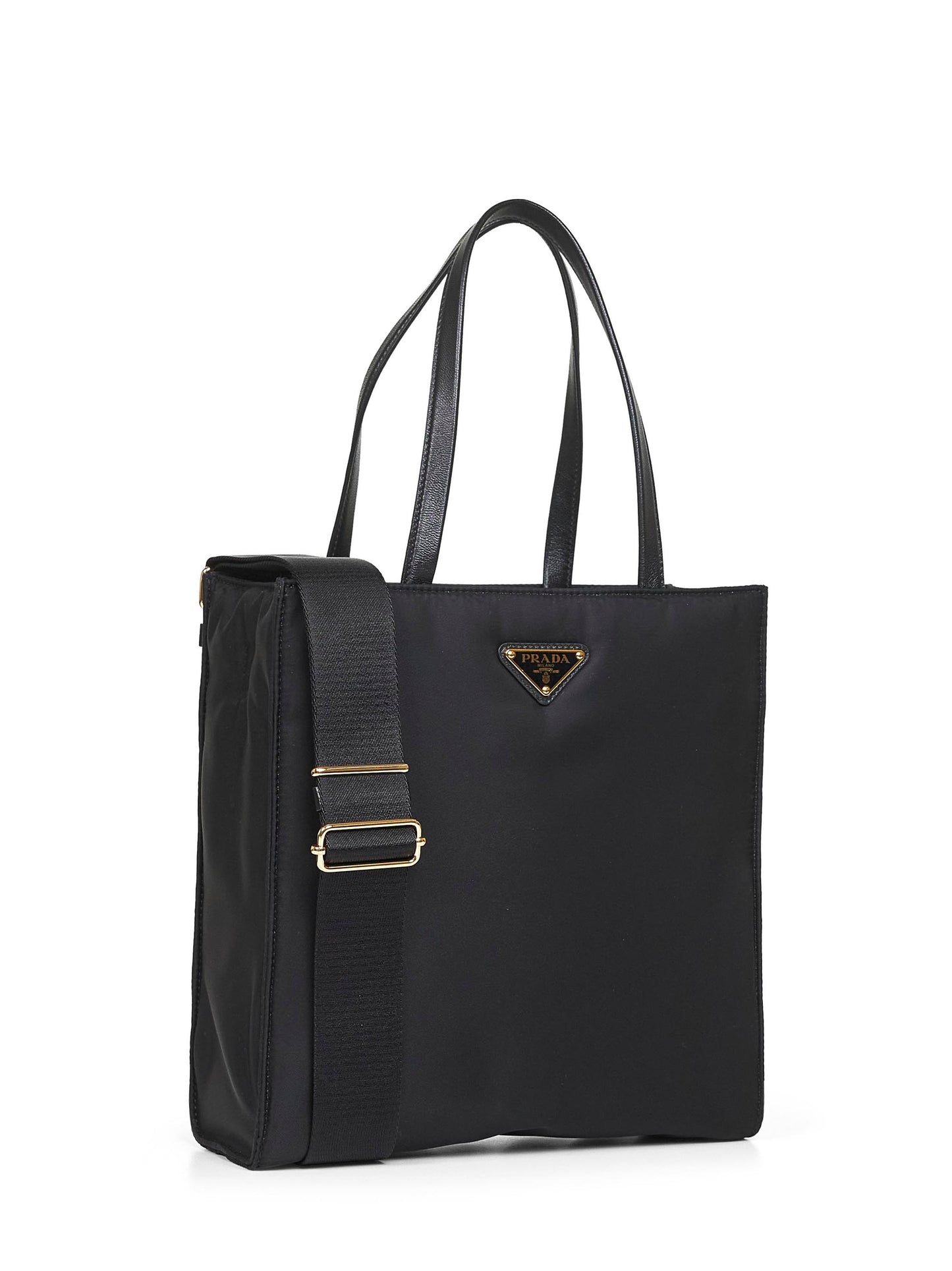 Black shopping bag with shoulder strap