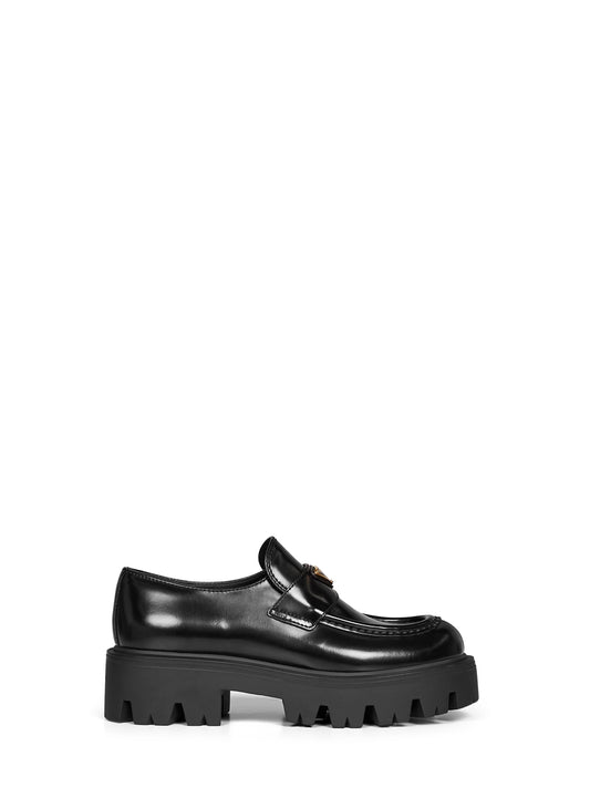 Black brushed leather loafers