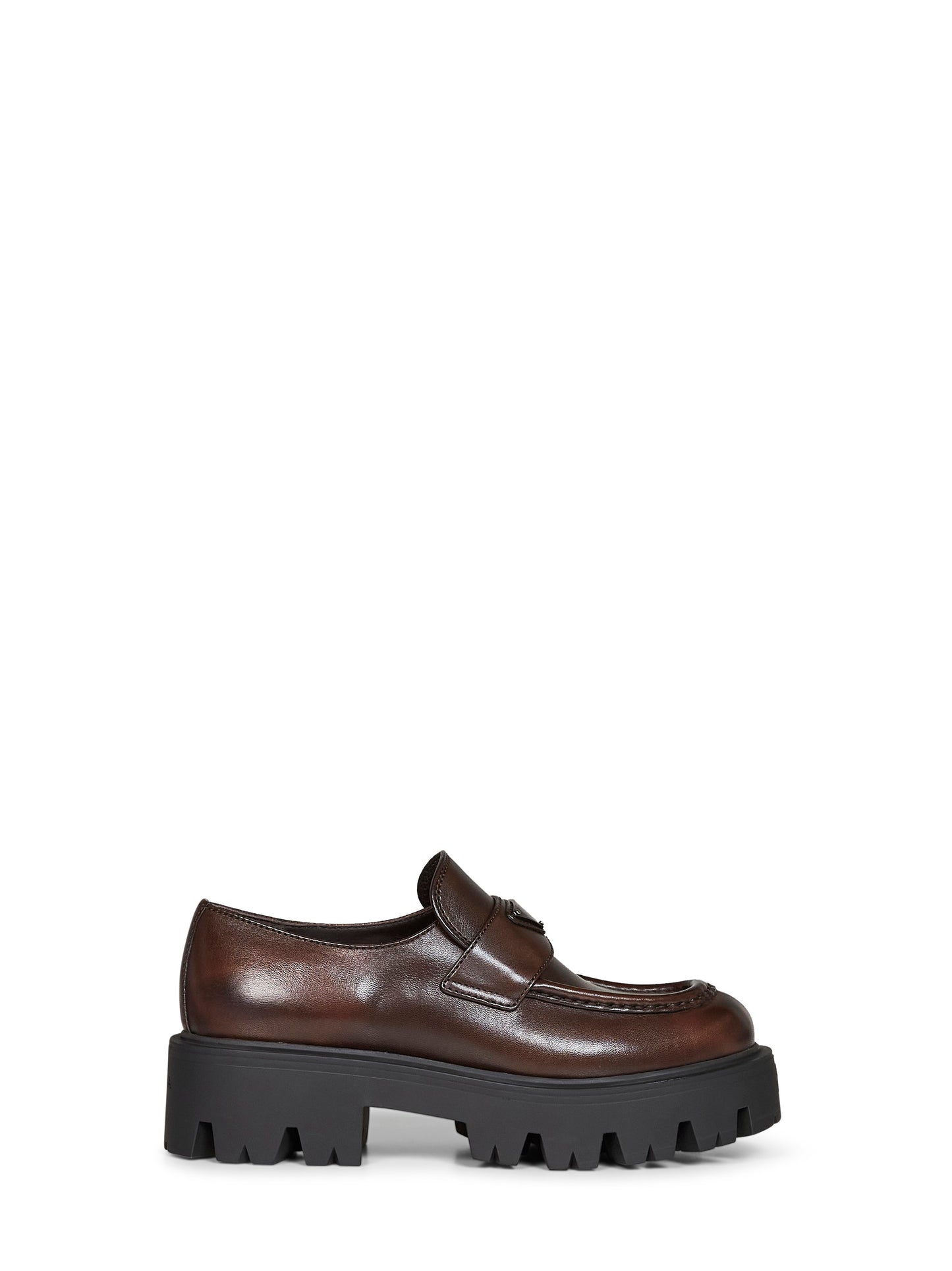 Teak brown brushed leather loafers