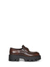 Teak brown brushed leather loafers