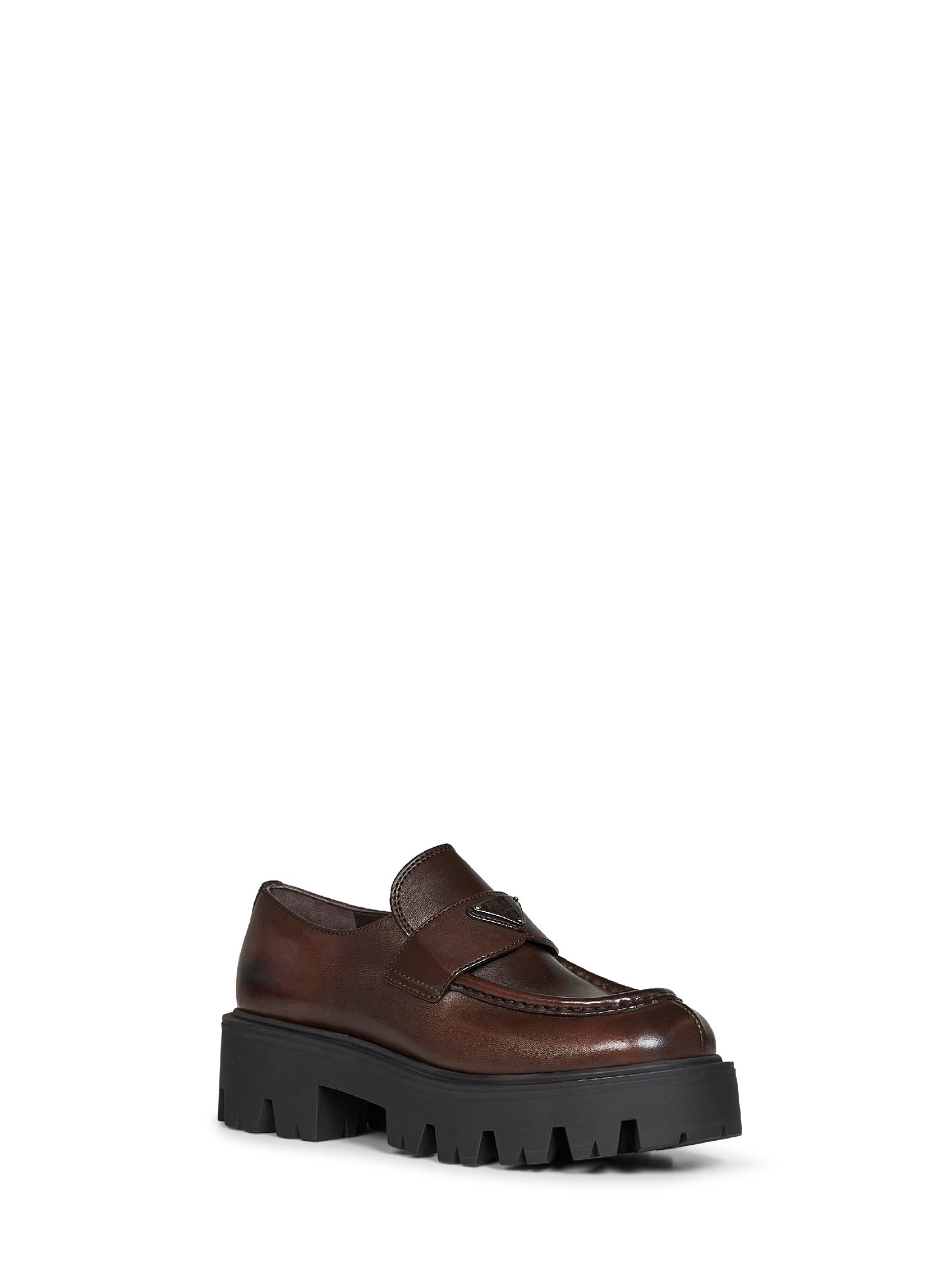 Teak brown brushed leather loafers