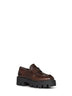 Teak brown brushed leather loafers