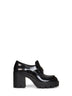 Black brushed leather heeled loafers