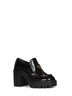 Black brushed leather heeled loafers